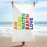 Air Land Water Earth Love Beach Towel Display