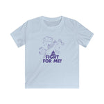 Light blue t-shirt with purple graphic and text 'Fight for Me!' on a white background