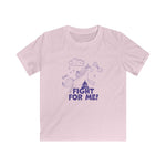 Pink t-shirt with purple graphic and text 'Fight for Me!' on a white background