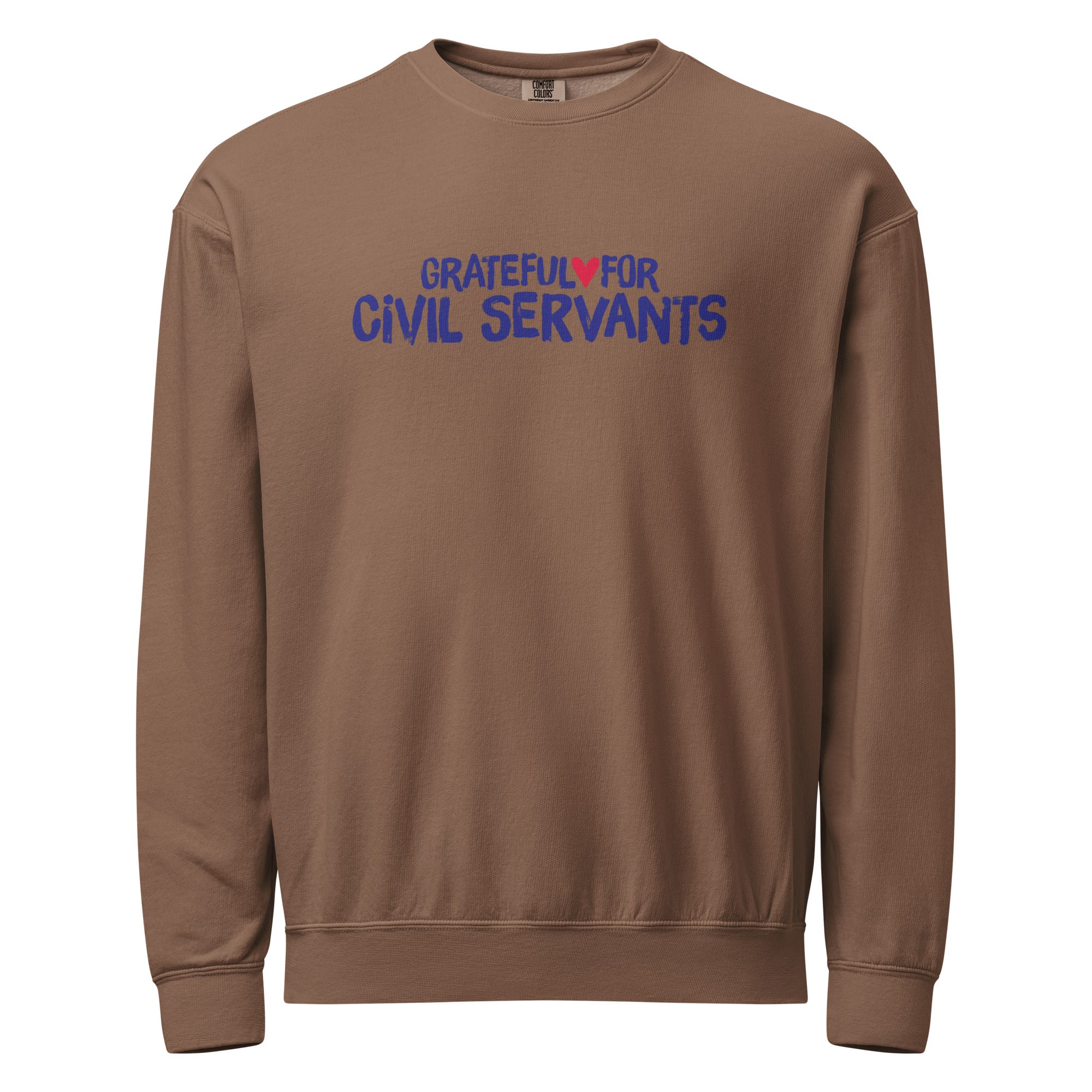 Grateful for Civil Servants Crewneck Sweatshirt Espresso