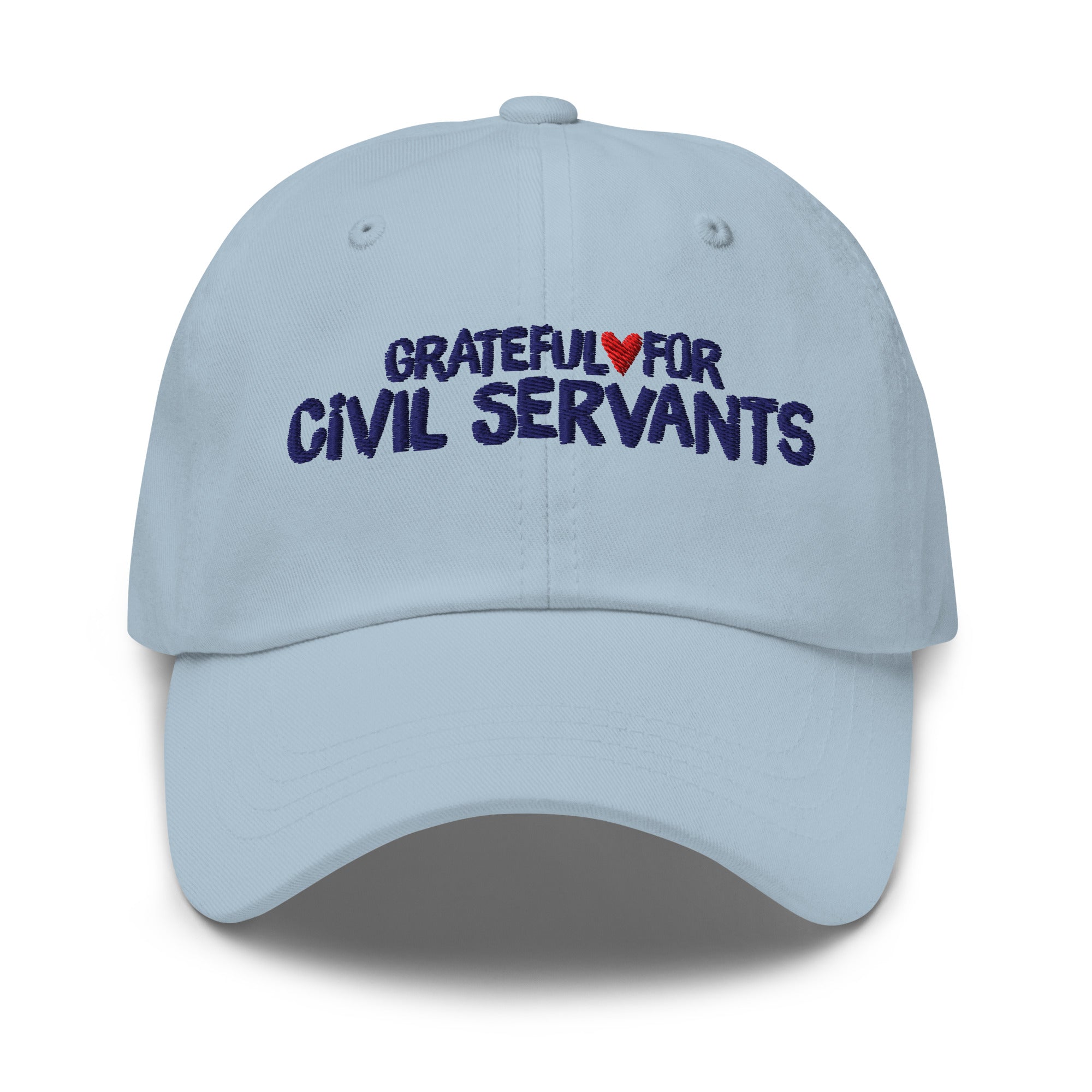 Grateful for Civil Servants Embroidered Hat Light Blue