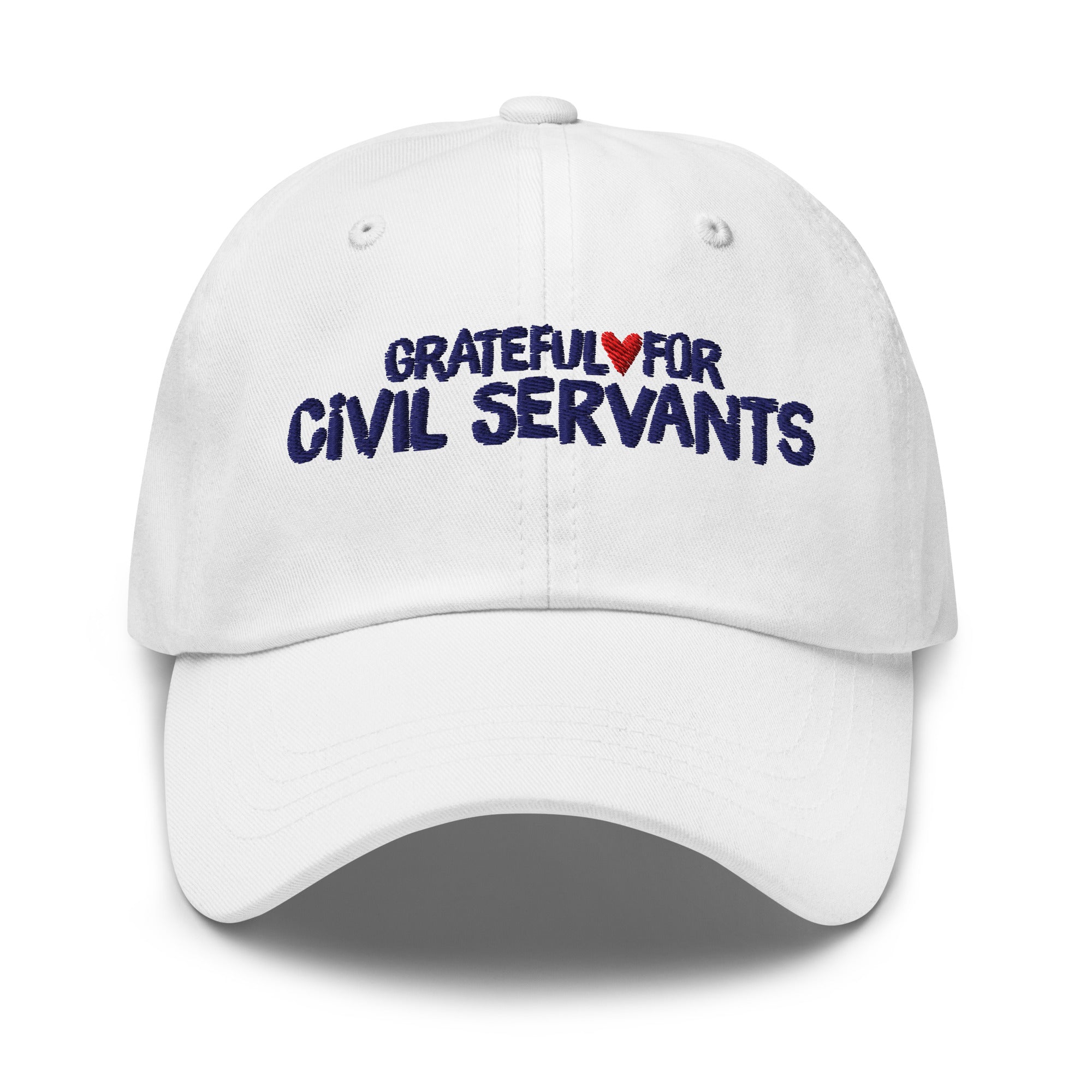 Grateful for Civil Servants Embroidered Hat White