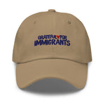 Grateful for Immigrants Embroidered Hat Khaki