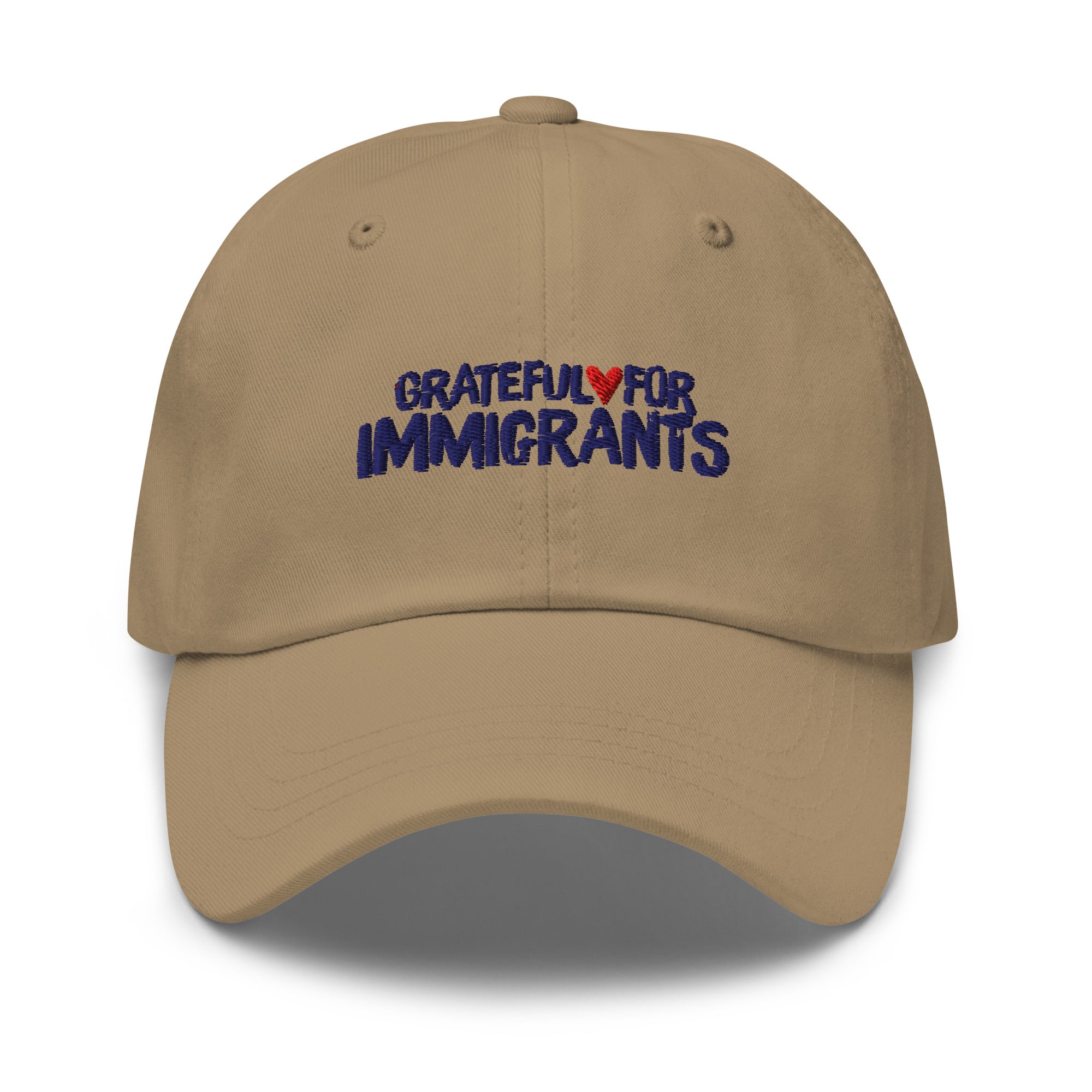 Grateful for Immigrants Embroidered Hat Khaki