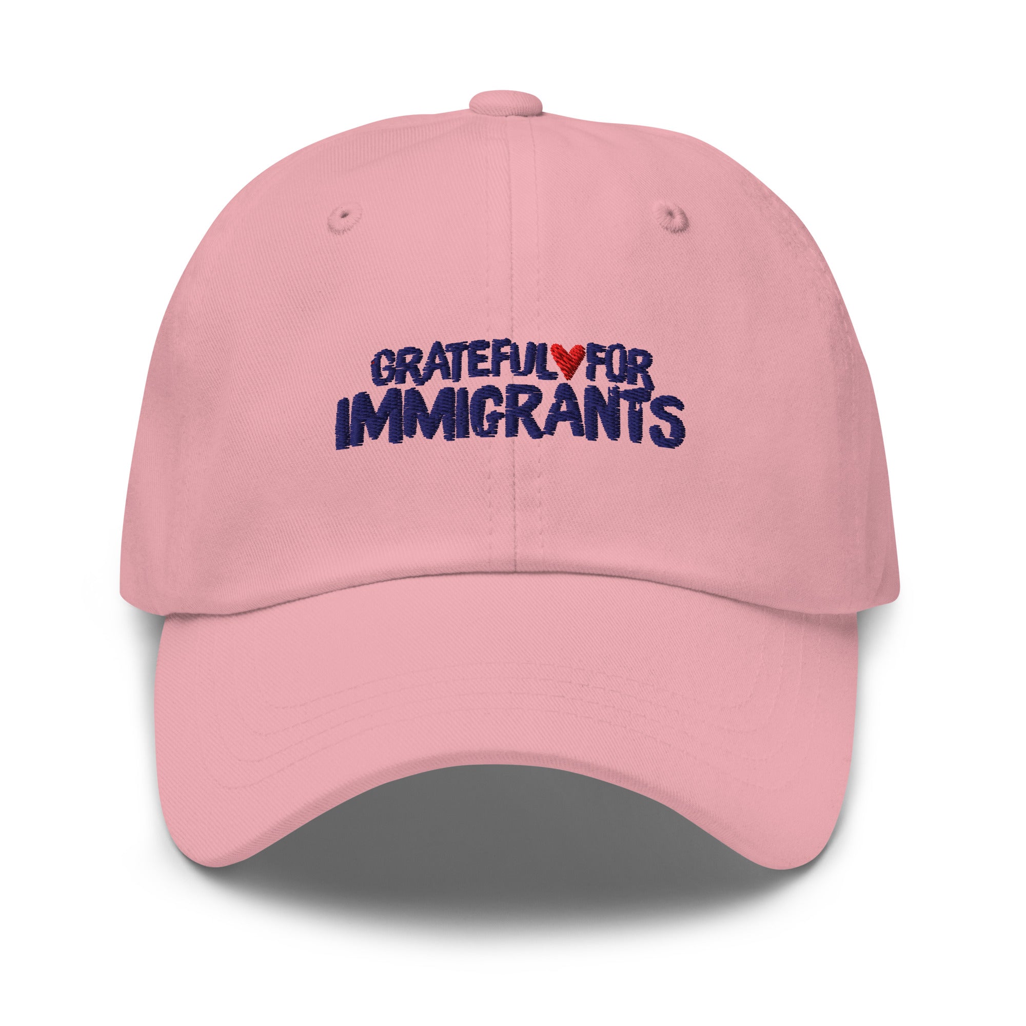 Grateful for Immigrants Embroidered Hat Pink