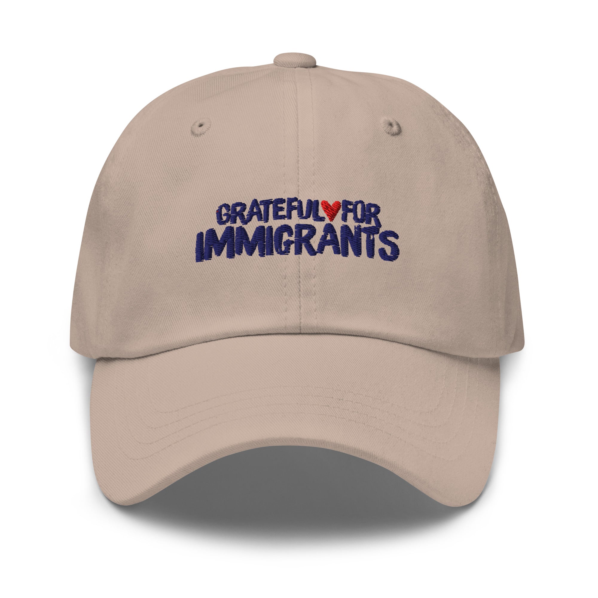 Grateful for Immigrants Embroidered Hat Stone
